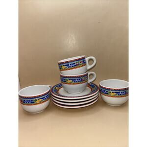 Country Fruits Set of 4 Espresso Cups & Saucers